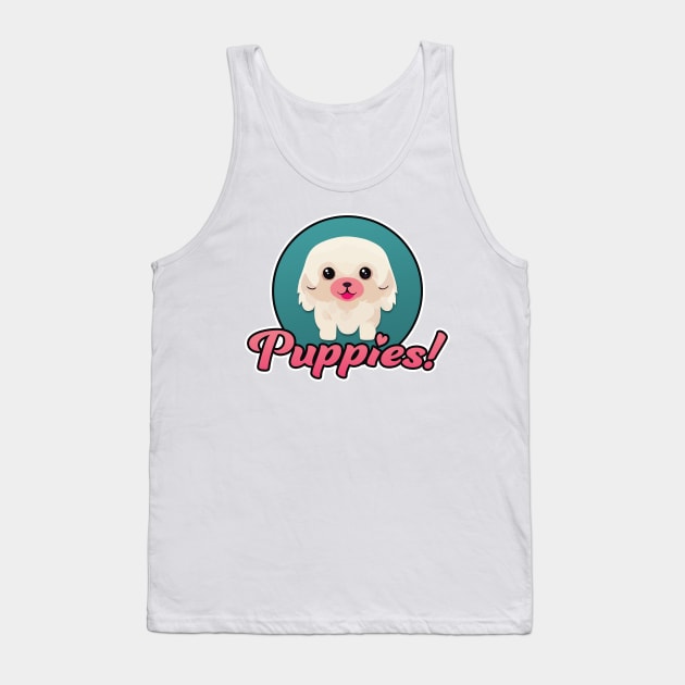 Puppies! | Cute vector art Tank Top by Mad Swell Designs